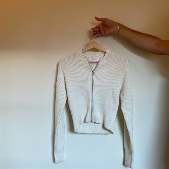 Everlane Sweaters - Everlane White Zip-Up Sweater